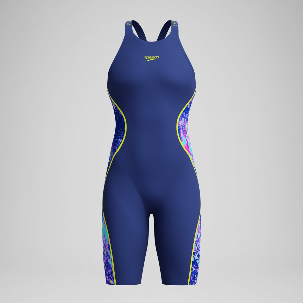 Fastskin LZR Pure Intent 2.0 Printed Openback Kneeskin - Noble Navy/Morphosis/Hyper Yellow USA